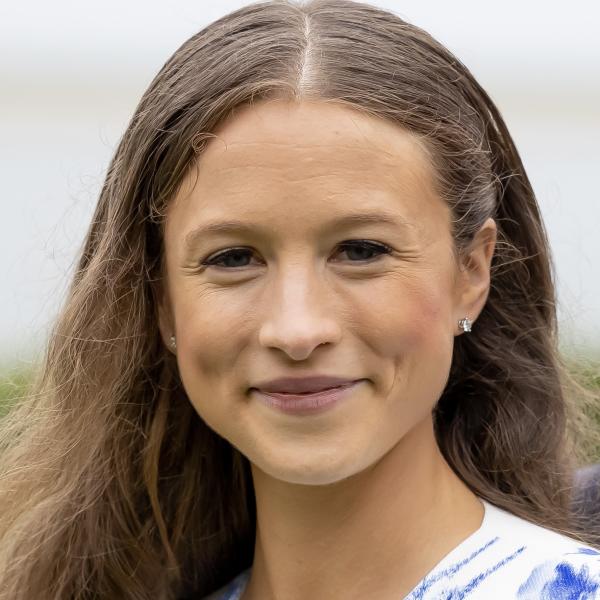 Woman with White with Blue Blouse